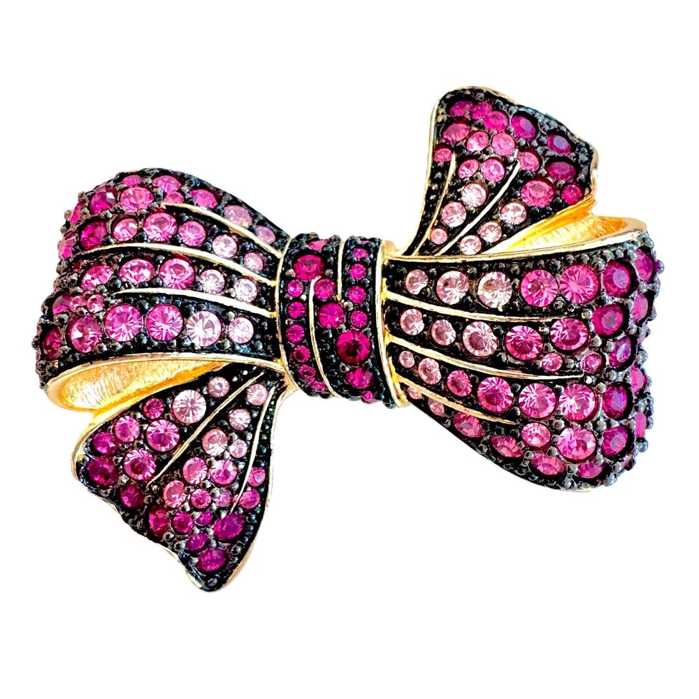Vintage Joan Rivers Triple Ribbon Bow Brooch Pin - Signed and w Box
